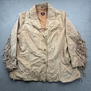 Vintage Gallery Woman Western Tasseled Suede Leather Fringe Jacket Womens 3X